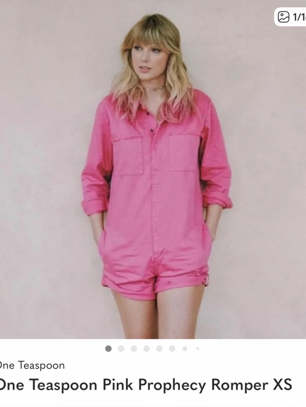 One Teaspoon Dusty Pink Snap Front Utility Romper Summer Festival feminine Large